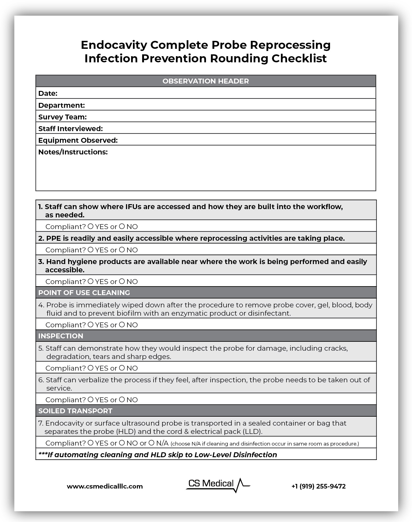 Endocavity Rounding Checklist