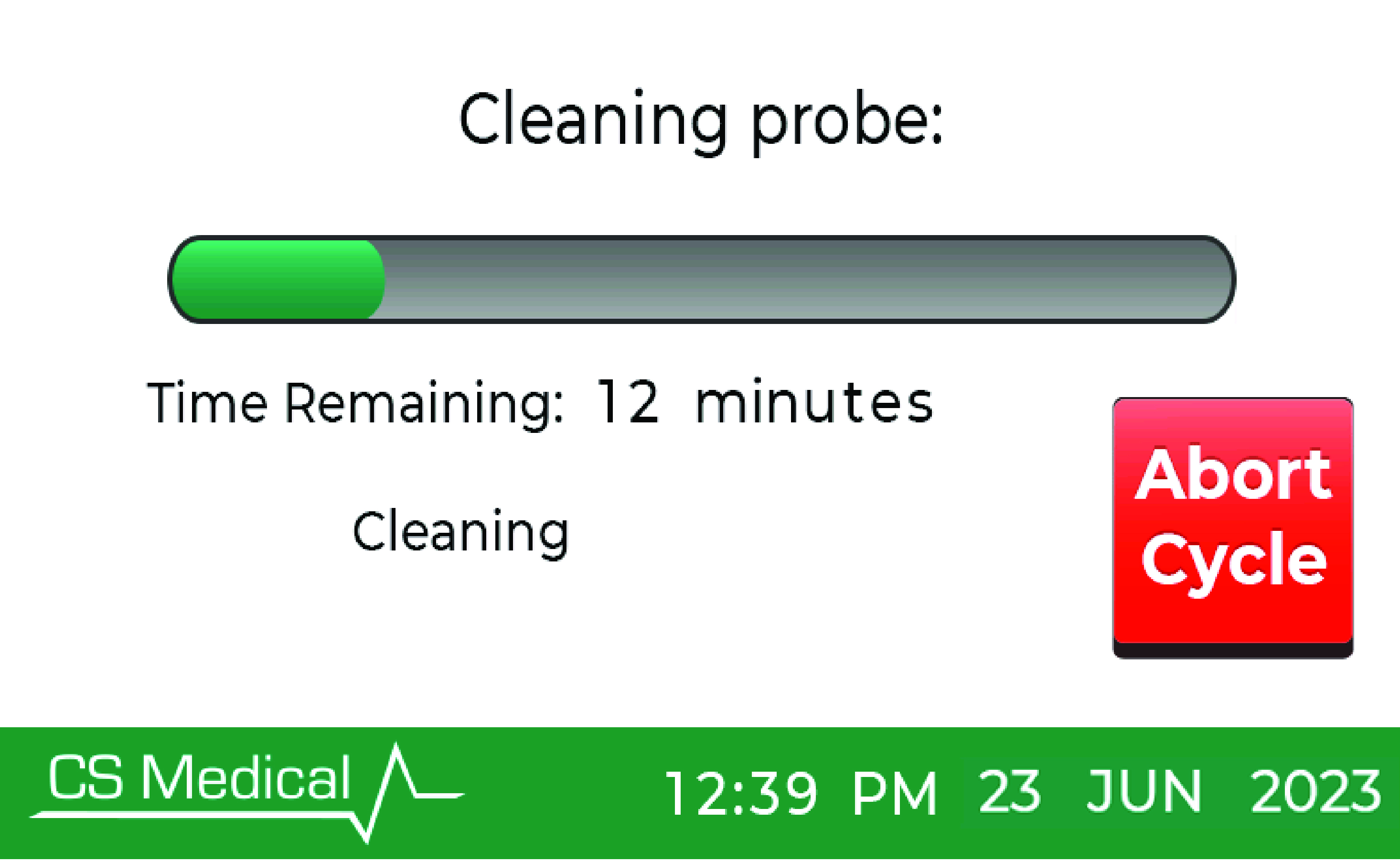 Ethos cleaning progress screen