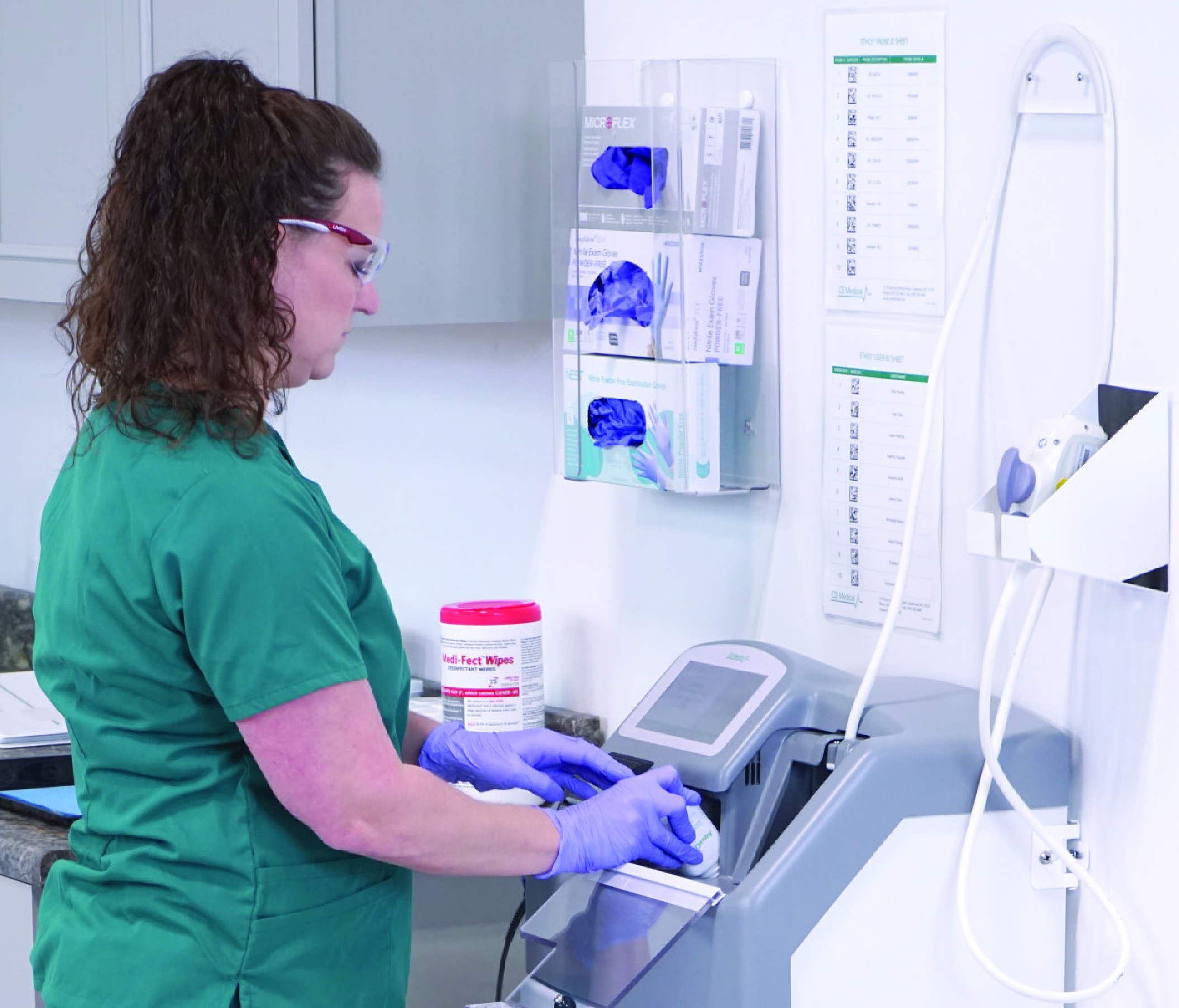 Simplified workflow with direct placement of ultrasound probe into Ethos using AquaCide® Cleaner Disinfectant 