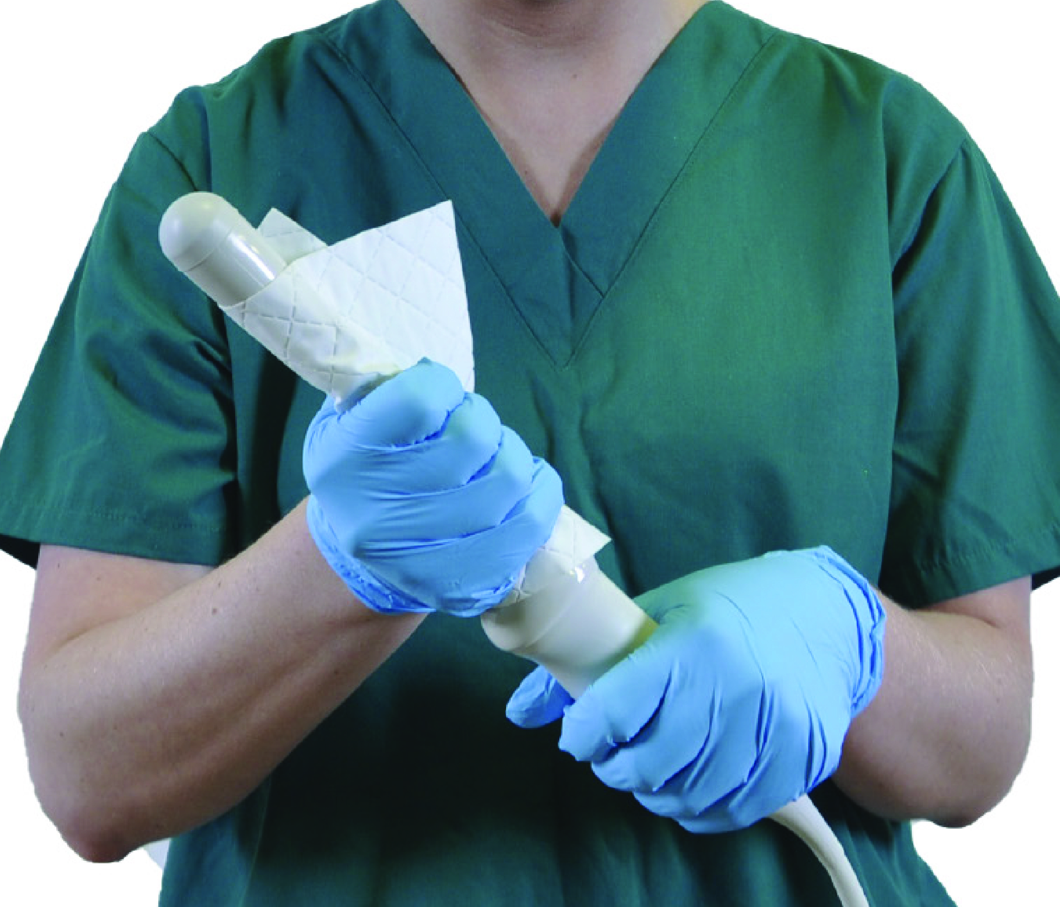 Nurse cleaning a probe