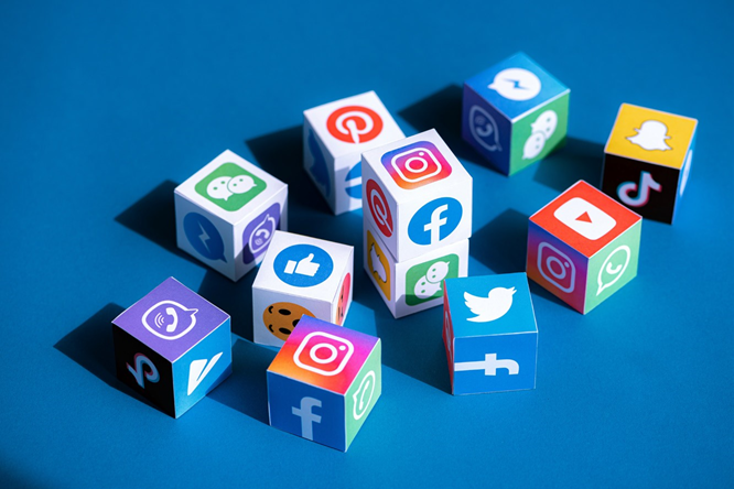 Social media logos as cubes